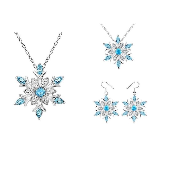 925 Sterling Silver Crystal Snowflake Pendant Necklace