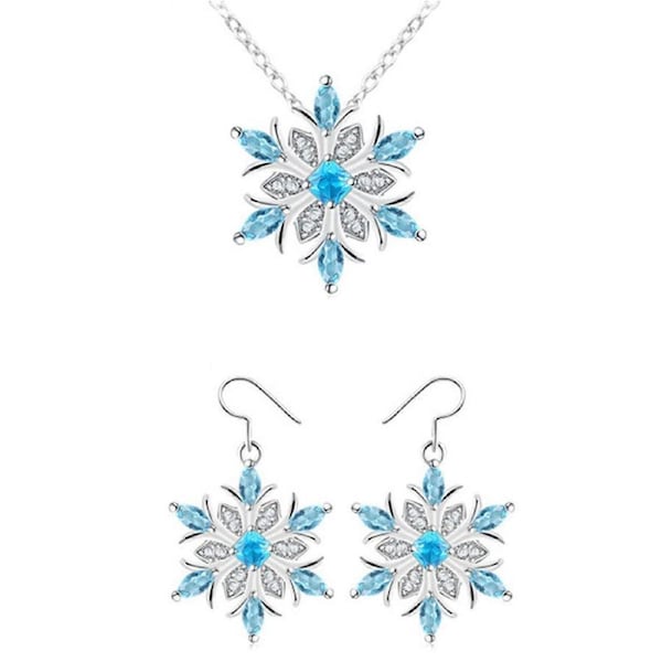 925 Sterling Silver Crystal Snowflake Pendant Necklace
