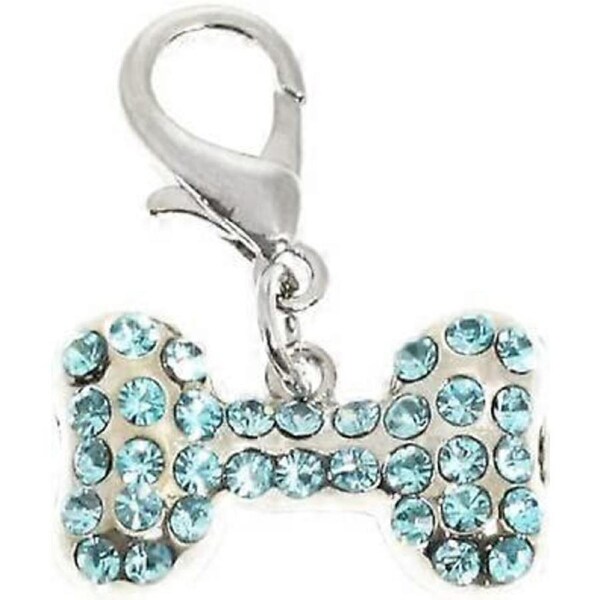 Bone Dog Collar Pendant (Aquamarine Crystal)
