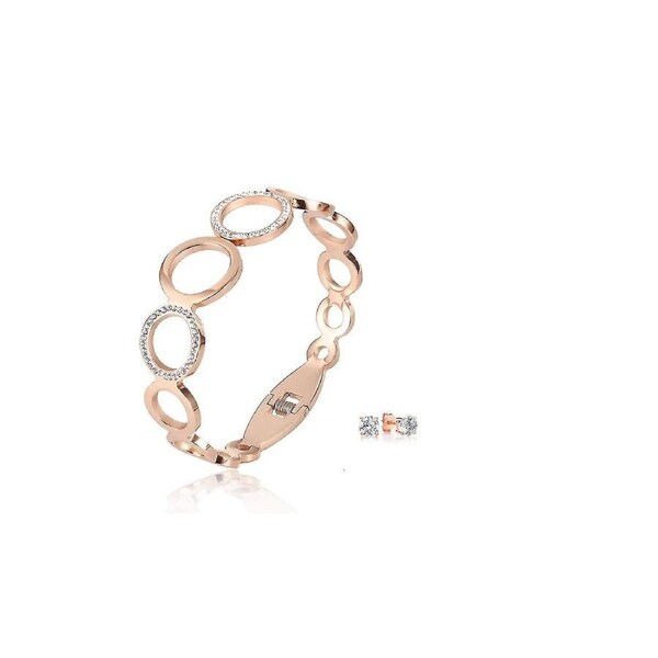 Hollow inlaid crystal hoop bracelet