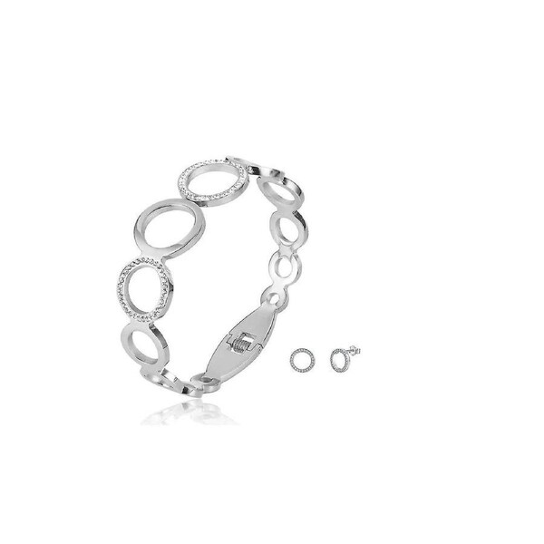 Hollow inlaid crystal hoop bracelet