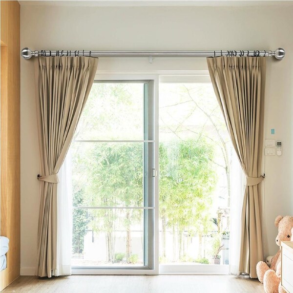 Marlow Adjustable Curtain Tension Rod Extendable Shower Rail Closet Pole Steel