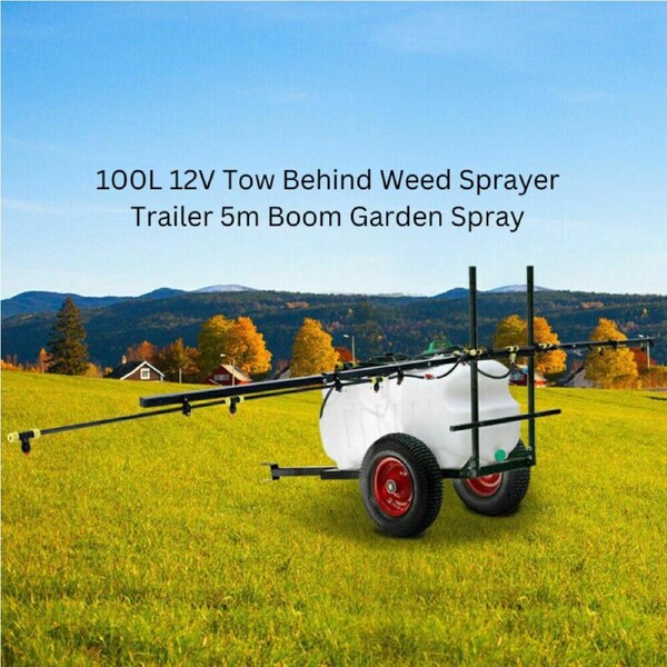 100L 12V Tow Behind Weed Sprayer trailer 5m Boom Garden Spray