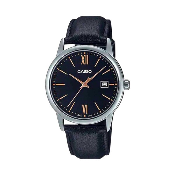 CASIO MTP-V002L-1B3 Unisex Black/Silver Analog Watch with Black Band