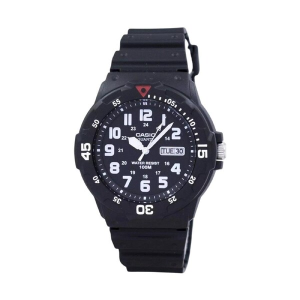 Casio Quartz Analog 100M Black Resin Strap MRW-200H-1BVDF Men's Watch
