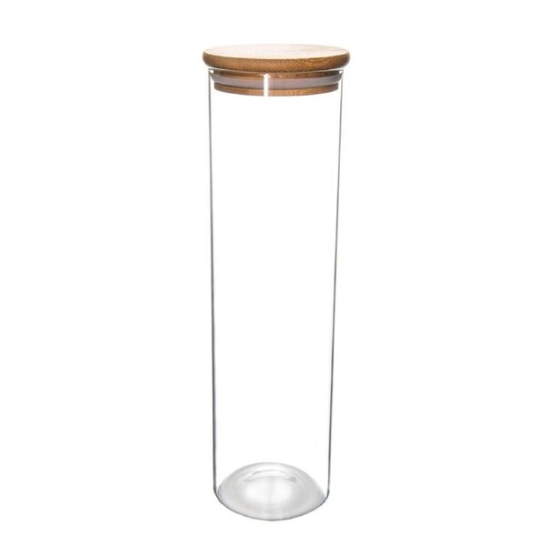 Tall Bamboo Glass Storage Jar - 1.2L