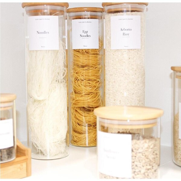 Black & White Pantry Stickers Square Pack x 114 Labels