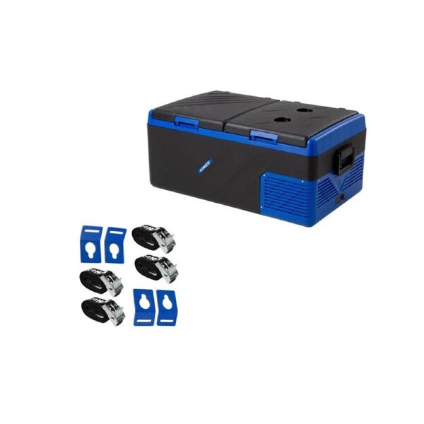 Kings Escape 75 Portable Fridge/Freezer 12/24V + Fridge Tie-Down Kit (4-Pack)