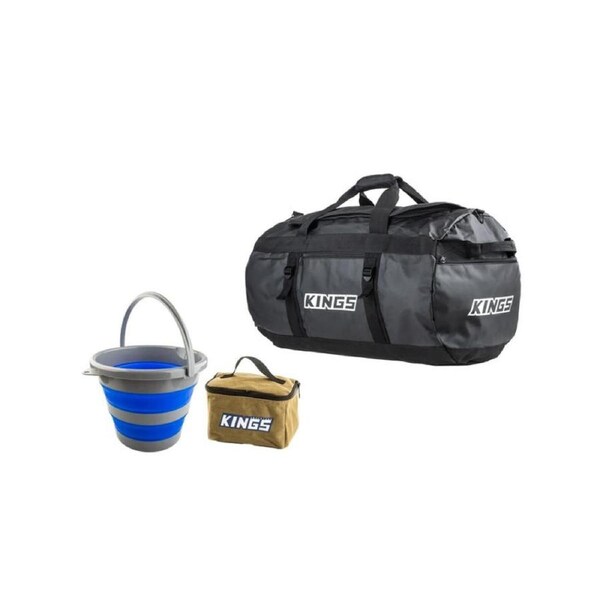 80L PVC Duffle Bag + Collapsible 10L Bucket + 3.3L Canvas Bag