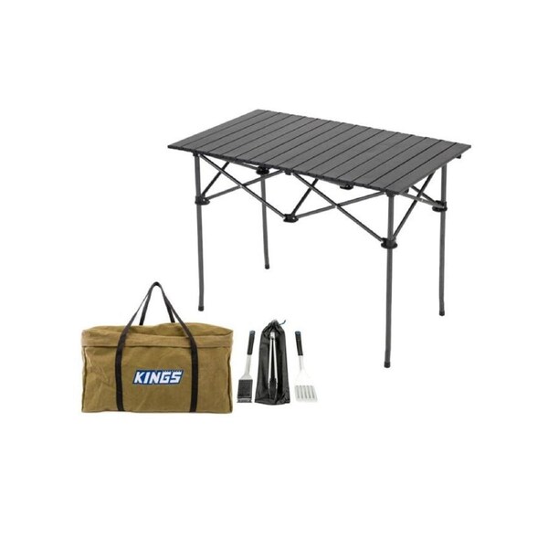Portable Alloy Camping Table + BBQ Tools + Campfire BBQ Bag