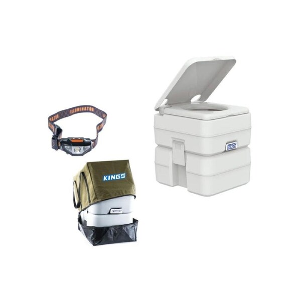 Camping Toilet + Camping Toilet Bag + Head Torch