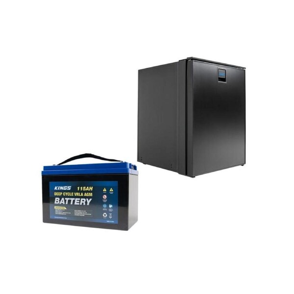 Kings Stayzcool 85L Fridge Freezer -12V/24V -Upright + 12V 115Ah Deep Cycle Battery