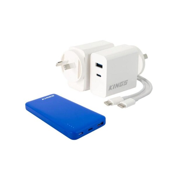 Kings 65W USB Charger USB C and USB A + 10,000mAh Lithium Portable Power Bank