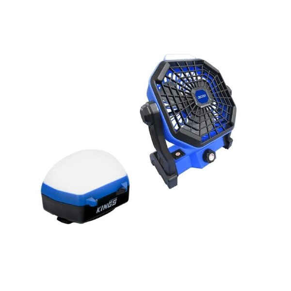 Kings 2in1 Lithium Rechargeable LED Light/Fan + Lithium Rechargeable LED Camp Lantern