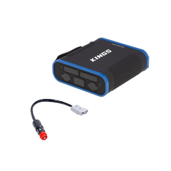 Kings 36Ah Lithium Portable Power Pack 100W USB C LiFePO4+Cigarette Plug Adapter