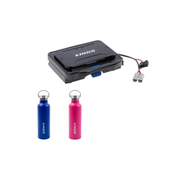 Kings 12V Travel Sandwich Press -Toasties -Grill+ Blue Water Bottle + Pink Water Bottle