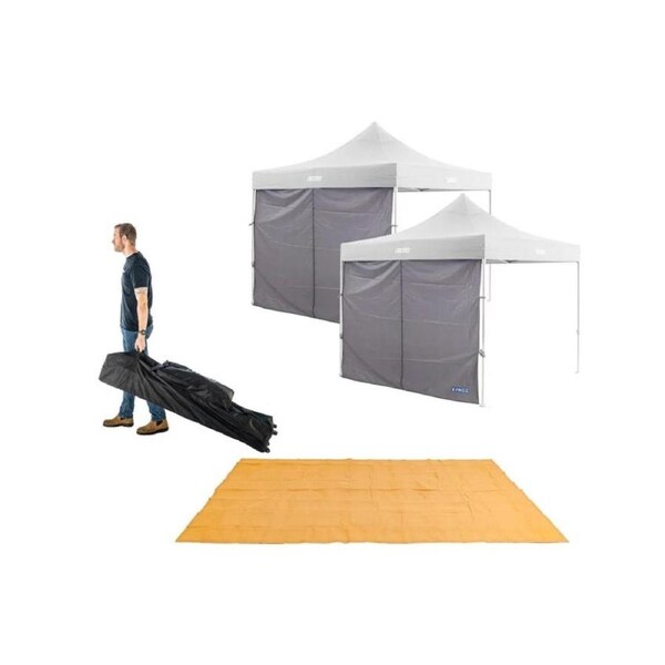 4.5x3m Wheeled Gazebo Bag + 2x Gazebo Side Wall + Mesh Flooring 6m x 3m