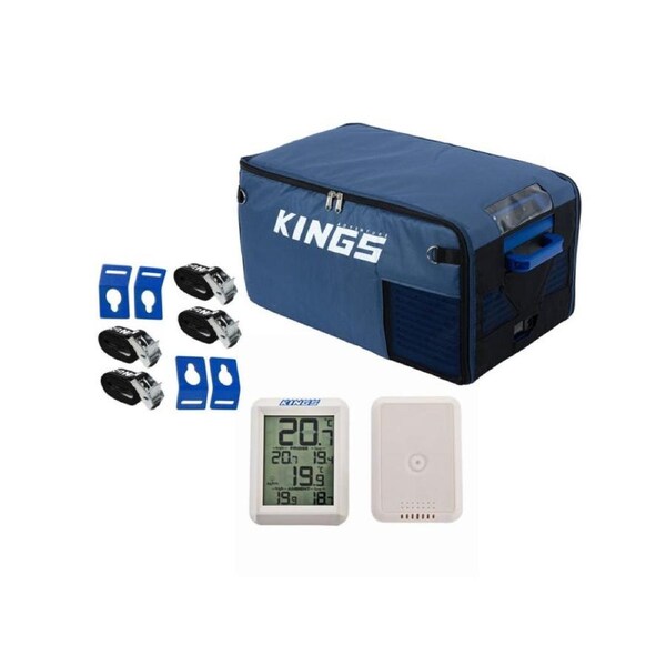 Kings 20 ESCAPE Fridge/Freezer Cover Insulated+ Wireless Fridge Thermometer + Fridge Tie-Down Kit (4-Pack)