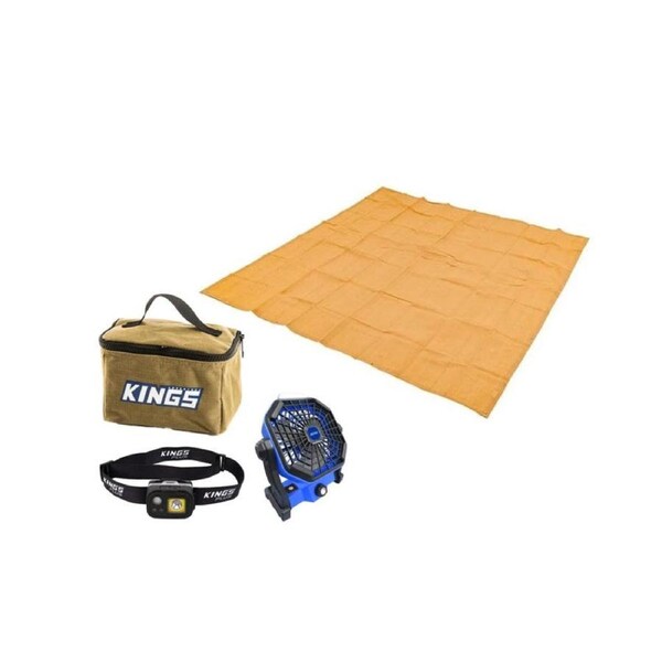 Mesh Flooring 3m x 3m + 2in1 Lithium Rechargeable LED Light/Fan + Plus Lithium LED Headtorch + 3.3L Canvas Bag