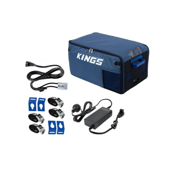 Kings Escape 20 Fridge Cover Insulated + Fridge Tie-Down Kit + 1.8m 12v Fridge Cable + AC TO 12V Fridge Adaptor