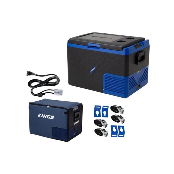 Kings Escape 65 Fridge/Freezer 12/24V+Cover +1.8m 12v Fridge Cable +Tie-Down Kit