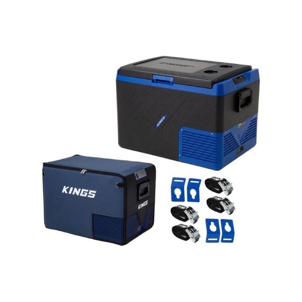 Kings Escape 65 Fridge/Freezer + Fridge Cover + Fridge Tie-Down Kit (4-Pack)