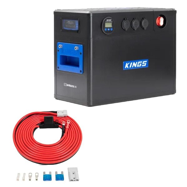 Kings BatBlock40 - 12V Plug and Play Battery Box with DCDC Charger+ 50A Wiring Kit