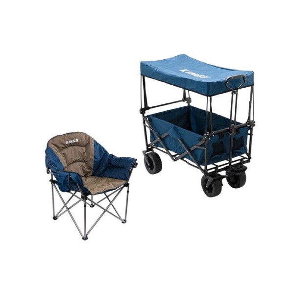 Kings Beach & Camping Folding Cart 120kg Rating+ Padded Sofa Chair 160kg Rating