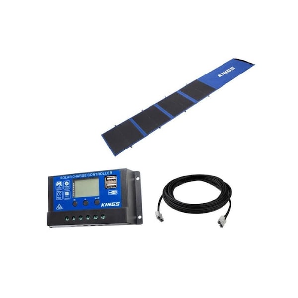 Kings 120W Folding Solar Blanket Grade A PET coated cells+ 12m Extension Lead + 15A PWM Solar Controller