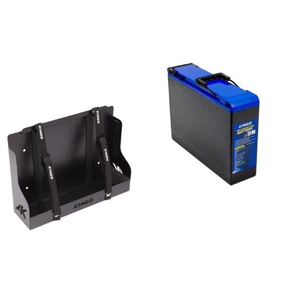 Kings 12V 100Ah Deep Cycle Slimline Lithium Battery + Battery Tray Slim