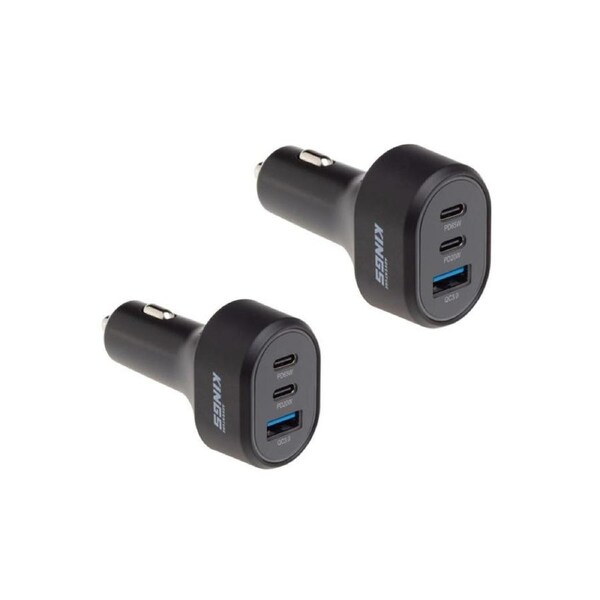 Kings 2x 85W USB Car Charger Fast Charge - 12V & 24V Triple USB Output
