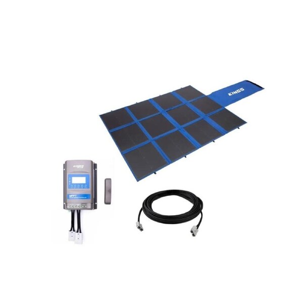 Kings 360W Folding Solar Blanket + 12m Extension Lead + 20A MPPT Solar Regulator