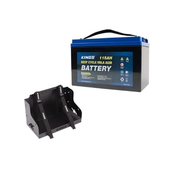 Kings 12V 115Ah Deep Cycle AGM Battery Maintenance-Free+ Battery Tray Standard