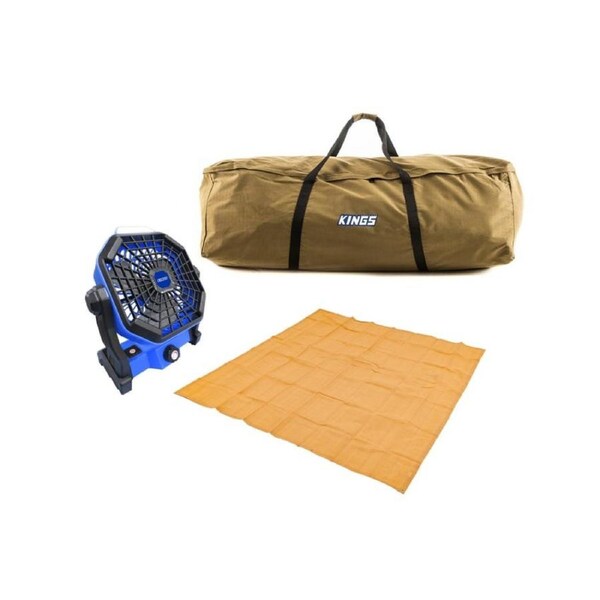 Big Daddy Deluxe Double Swag - Carry Bag (Canvas) + Mesh Flooring - 3 x 3m + 2in1 Lithium Rechargeable LED Light & Fan