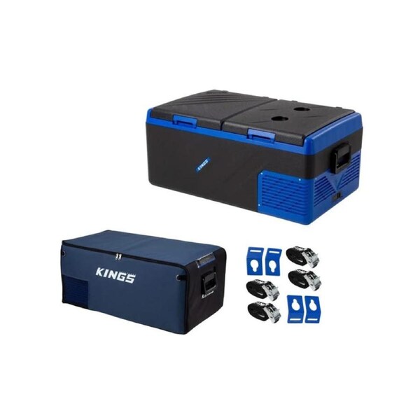 Kings Escape 75 Fridge/Freezer 12/24V + Fridge Cover + Tie-Down Kit (4-Pack)