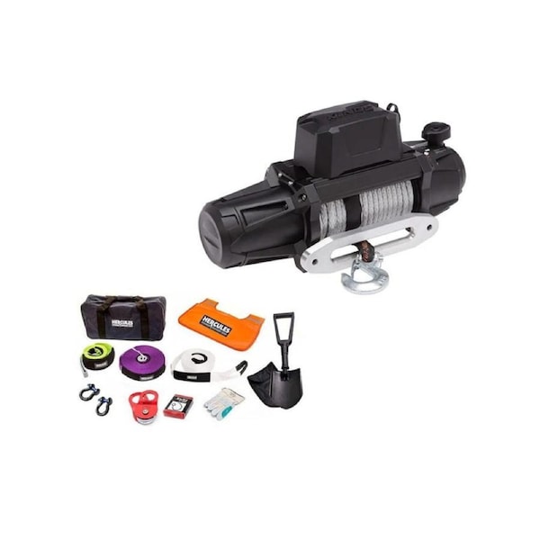 Kings Domin8r Xtreme 12,000lb MkII Winch 7HP IP68+ Hercules Recovery Kit - 11-piece