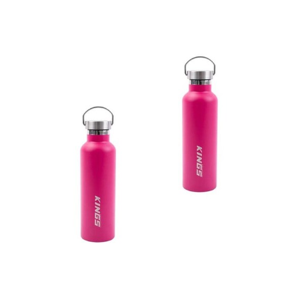 2 x Kings Pink Water Bottle - 750ml - Double Insulated Stainless Steel