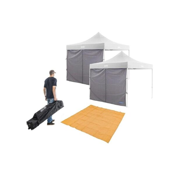 2x Gazebo Side Wall + 3x3m Wheeled Gazebo Bag + Mesh Flooring 3m x 3m