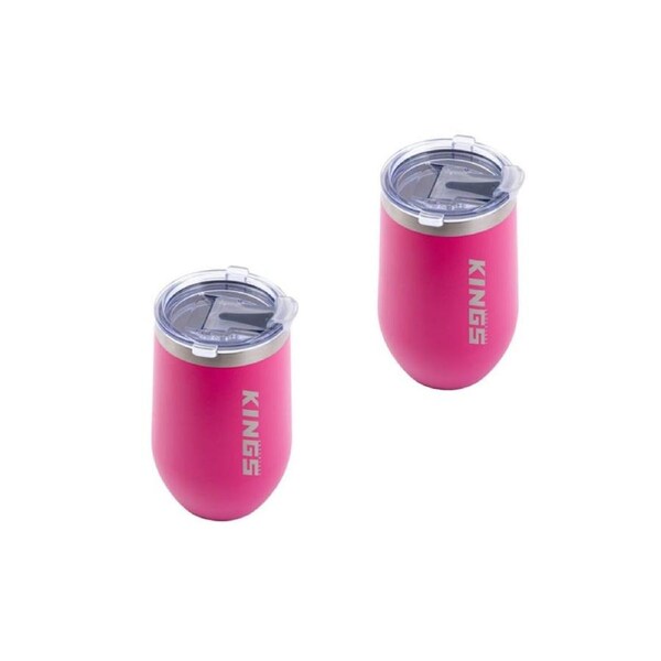 2 x Kings Pink Travel Tumbler - Insulated Stainless Steel - 470ml