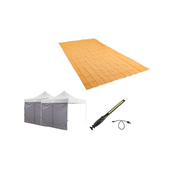 Kings 2x Gazebo Side Wall + Mesh Flooring 6m x 3m + Rechargeable Worklight