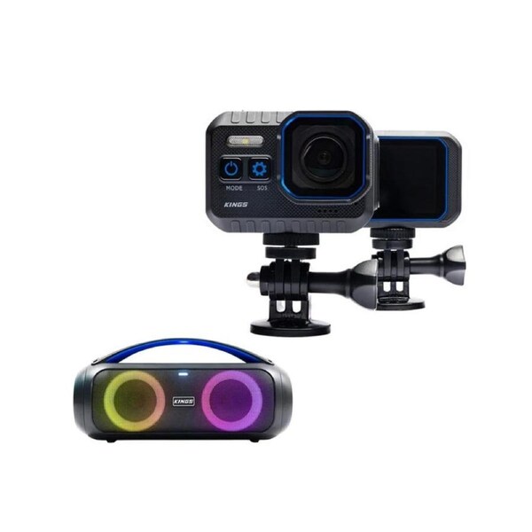 Kings 4K Action Camera IP68 - 145° Lens -Dashcam + Bluetooth Boombox