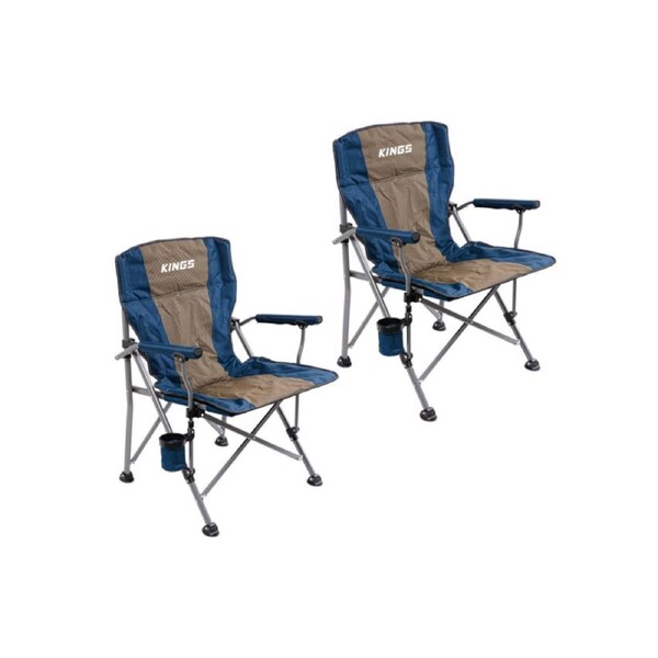 2 x Kings Deluxe Arm Chair 200kg Rating 600D Oxford Material Padded Armrests