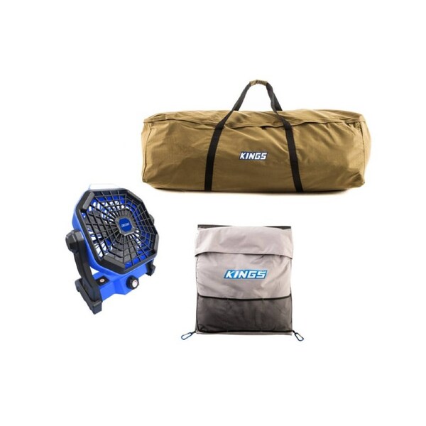Swag Canvas Bag + Universal Storage Bag + 2in1 Lithium Rechargeable LED Light & Fan