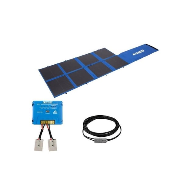 Kings 240W Folding Solar Blanket + MPPT Solar Regulator + 6m Extension Lead