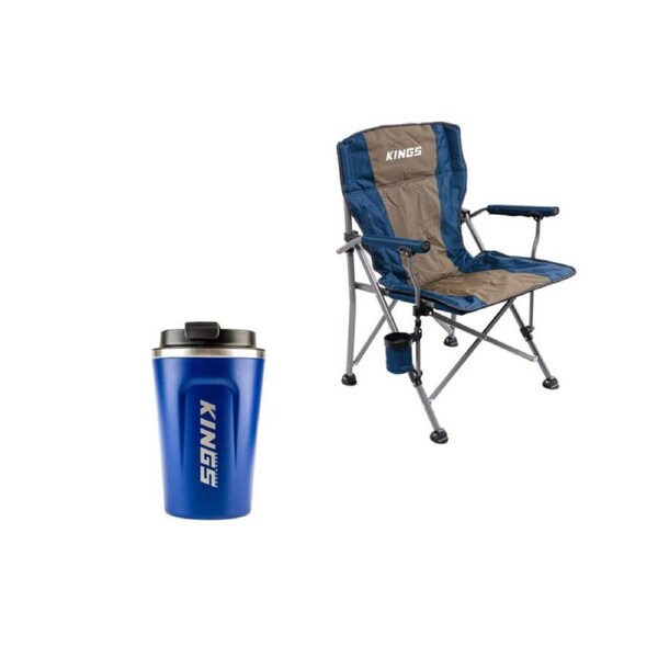Kings Deluxe Arm Chair 200kg Rating with Padded Armrests+ Coffee Cup