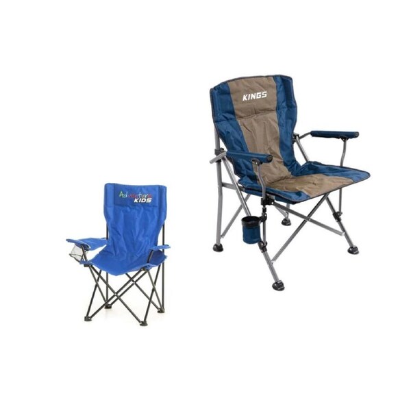 Kings Deluxe Armchair 200kg Rating Padded Armrests+ Kids Camping Chair