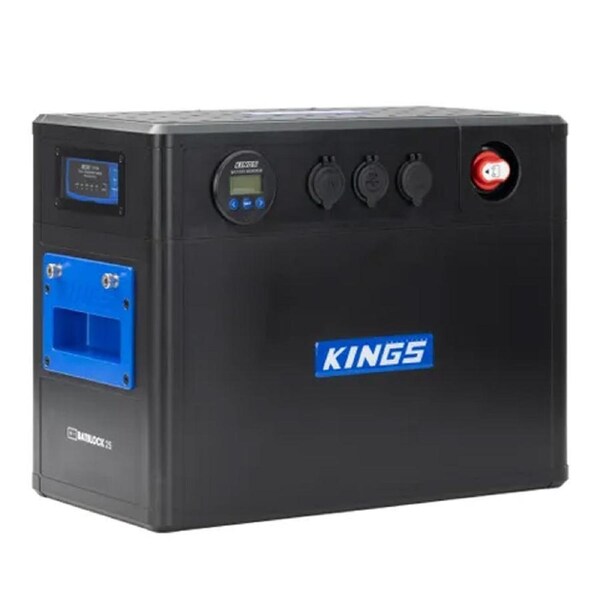 Kings BatBlock25 - 12V Plug and Play Battery Box - Built in DCDC Charger - Battery Monitor - Lithium Compatible