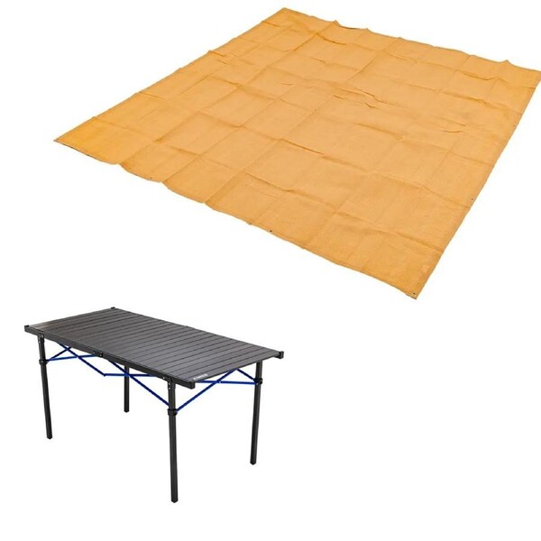 Kings Large Aluminium Roll Up Camping Table 71x140cm + Mesh Flooring - 3 x 3m