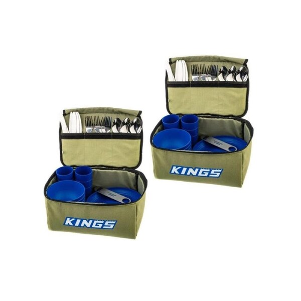 2 x Kings 37 Piece Six-Person Picnic Set Bonus Bottle Opener stainless-steel cutlery