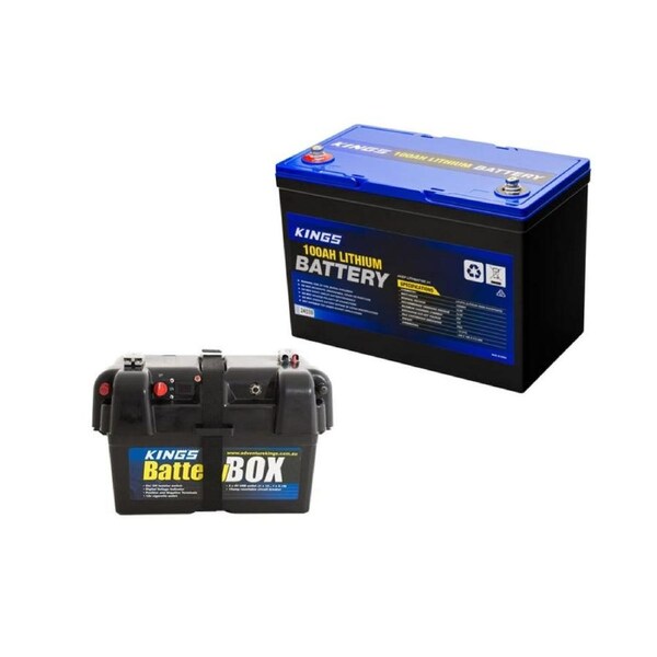 Adventure Kings 12V 100Ah Lithium Battery + Battery Box - Small